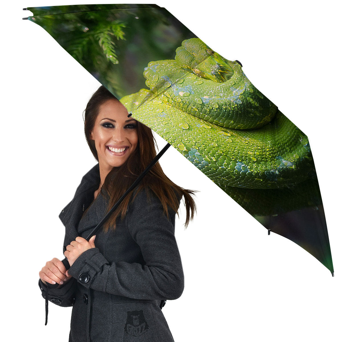 Python Snake Green Tree Print Umbrella-grizzshop