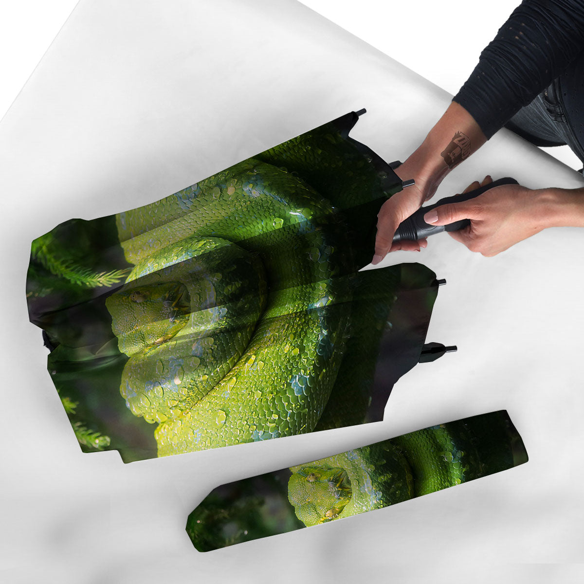 Python Snake Green Tree Print Umbrella-grizzshop