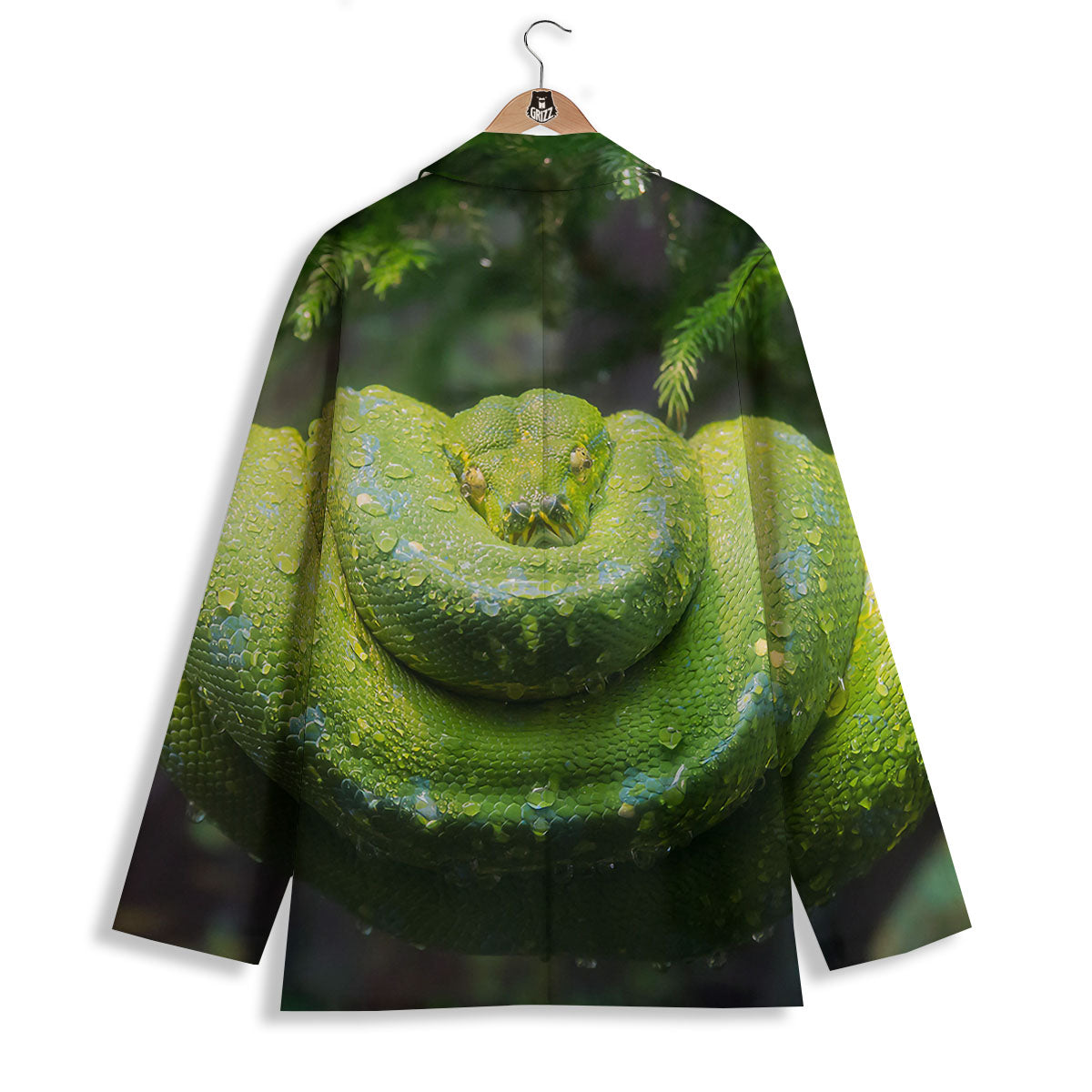 Python Snake Green Tree Print Women's Blazer-grizzshop