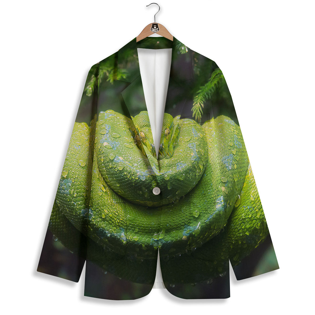 Python Snake Green Tree Print Women's Blazer-grizzshop