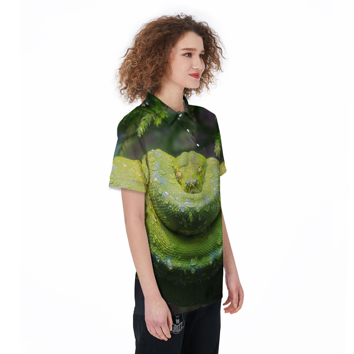 Python Snake Green Tree Print Women's Golf Shirts-grizzshop
