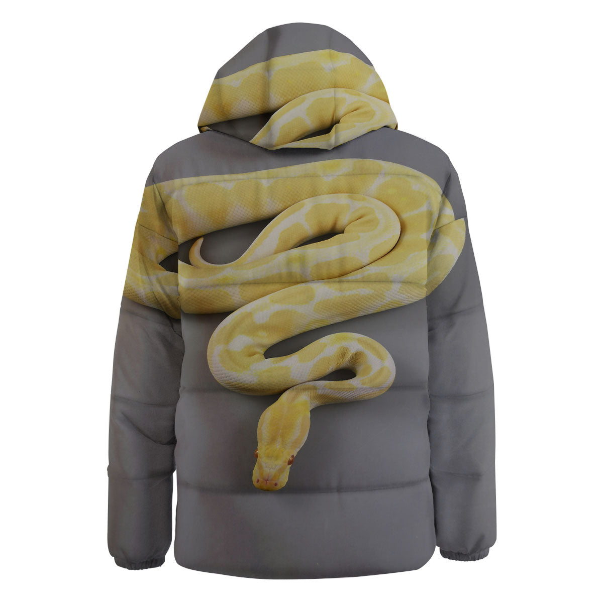 Python Snake Yellow And White Print Down Jacket-grizzshop
