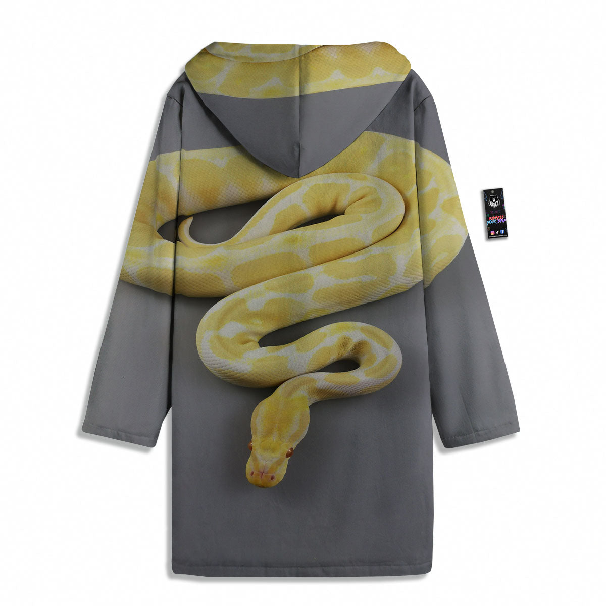 Python Snake Yellow And White Print Men's Windbreaker Jacket-grizzshop