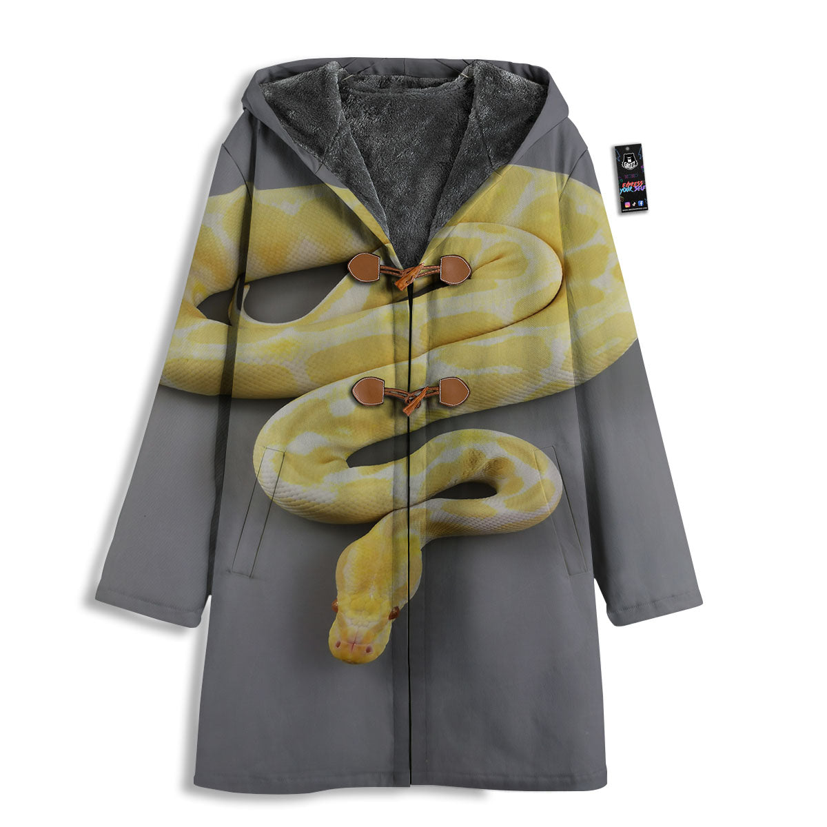 Python Snake Yellow And White Print Men's Windbreaker Jacket-grizzshop