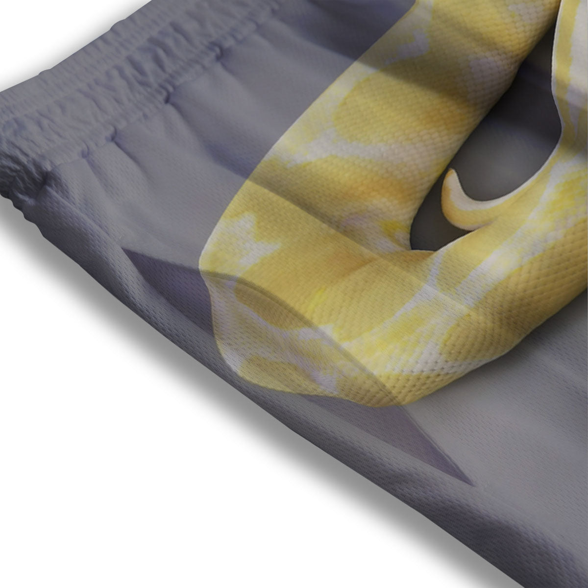 Python Snake Yellow And White Print Mesh Shorts