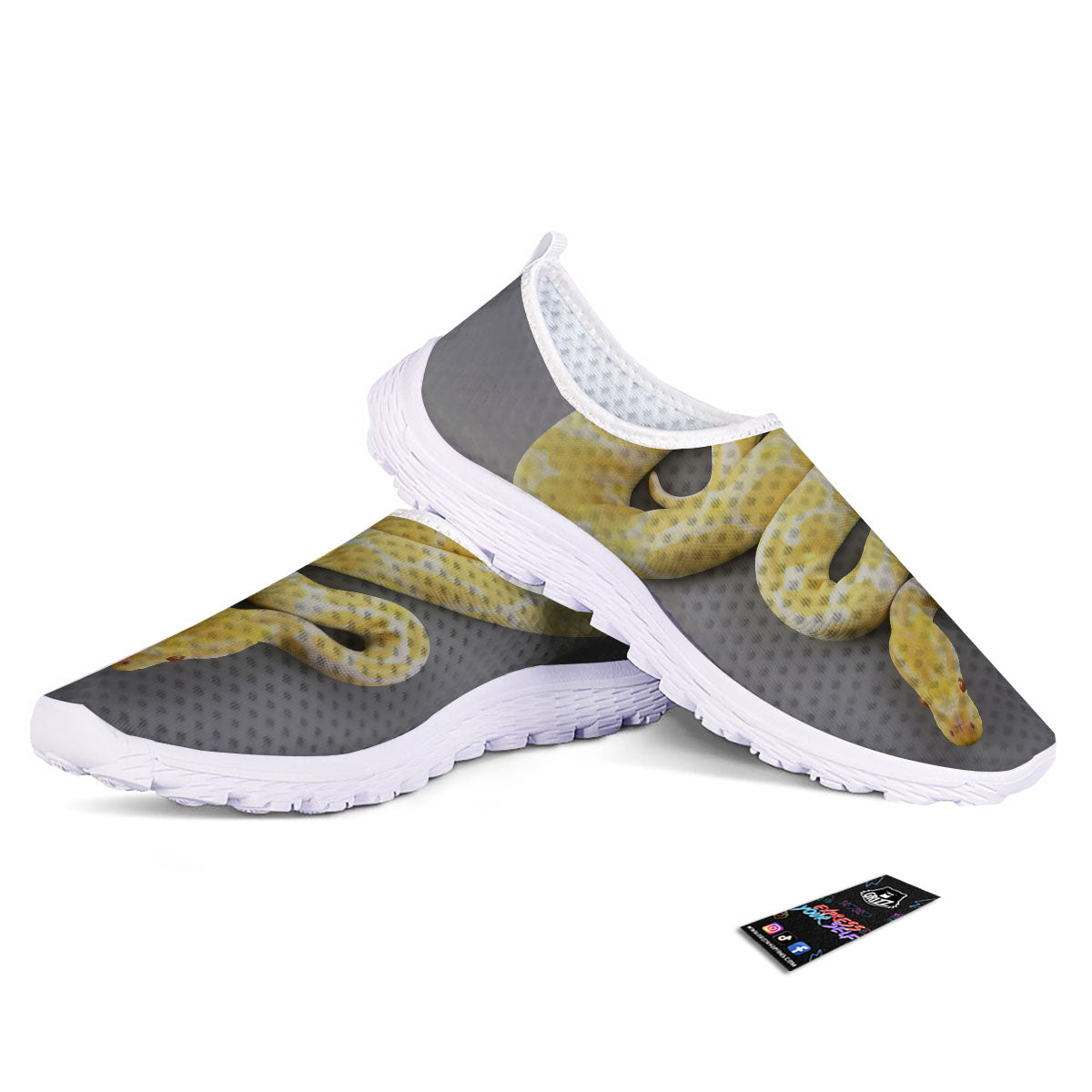 Python Snake Yellow And White Print Nurse Shoes-grizzshop