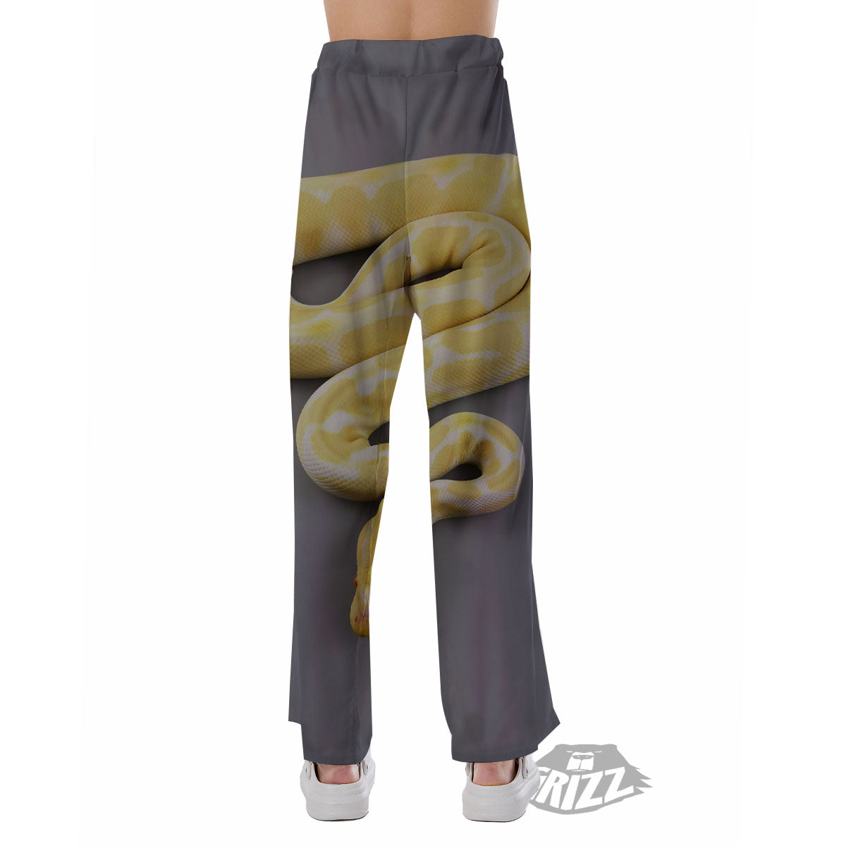 Python Snake Yellow And White Print Pajama Pants-grizzshop