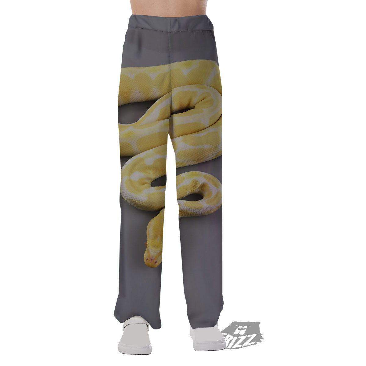 Python Snake Yellow And White Print Pajama Pants-grizzshop