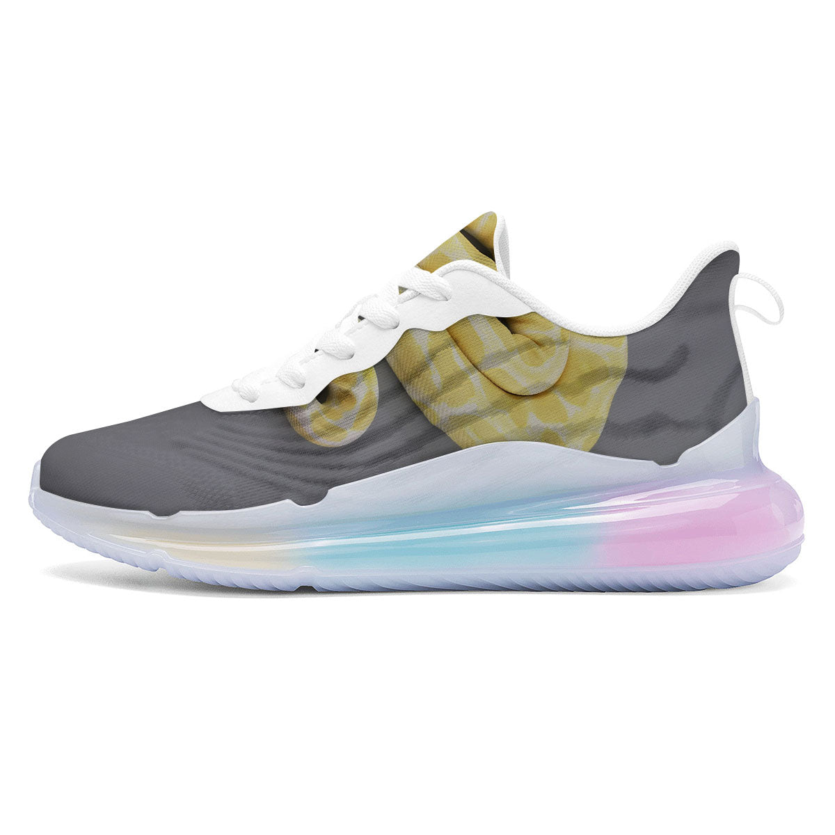Python Snake Yellow And White Print Running Sneakers-grizzshop