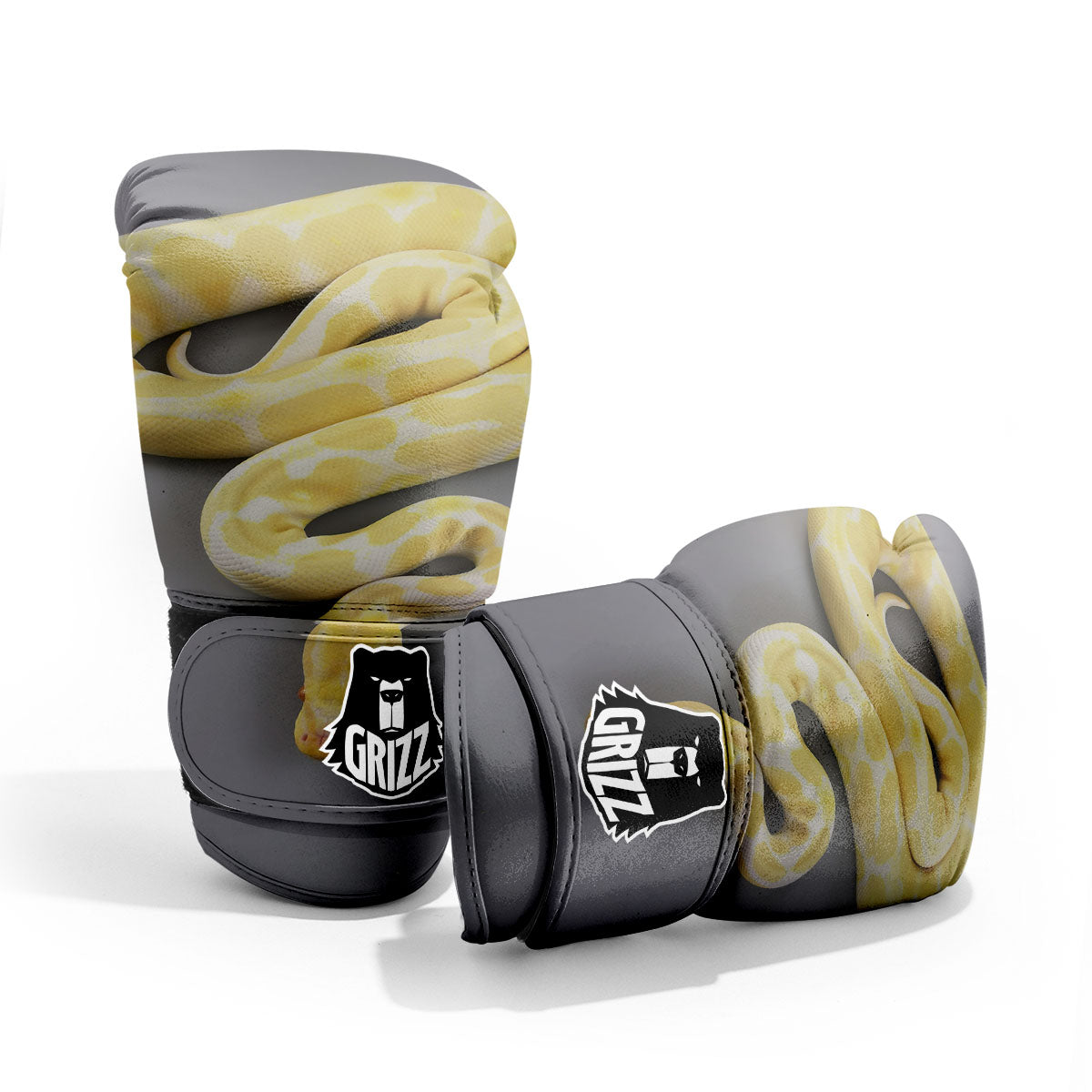Python Snake Yellow And White Print Pro Boxing Glove