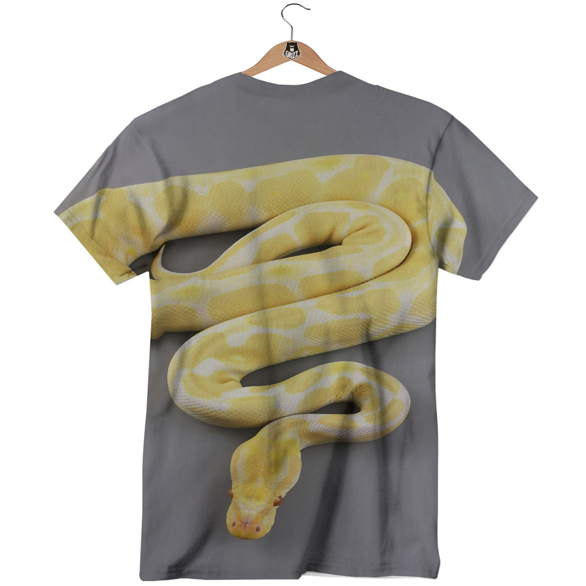 Python Snake Yellow And White Print T-Shirt-grizzshop