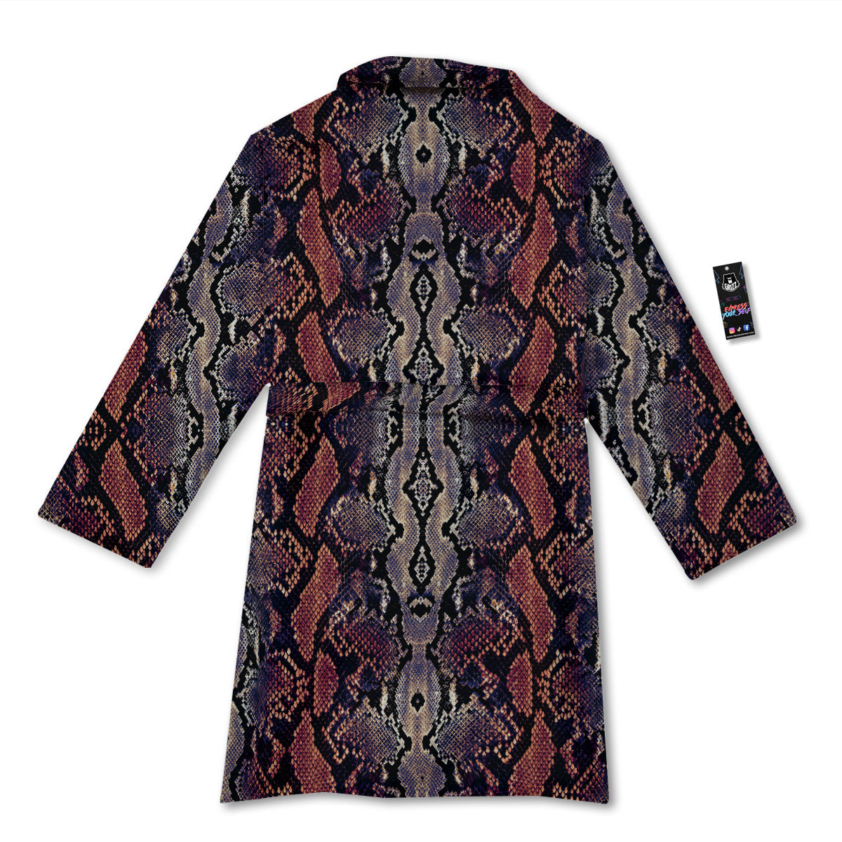 Python Snakeskin Brick Red Print Bathrobe-grizzshop