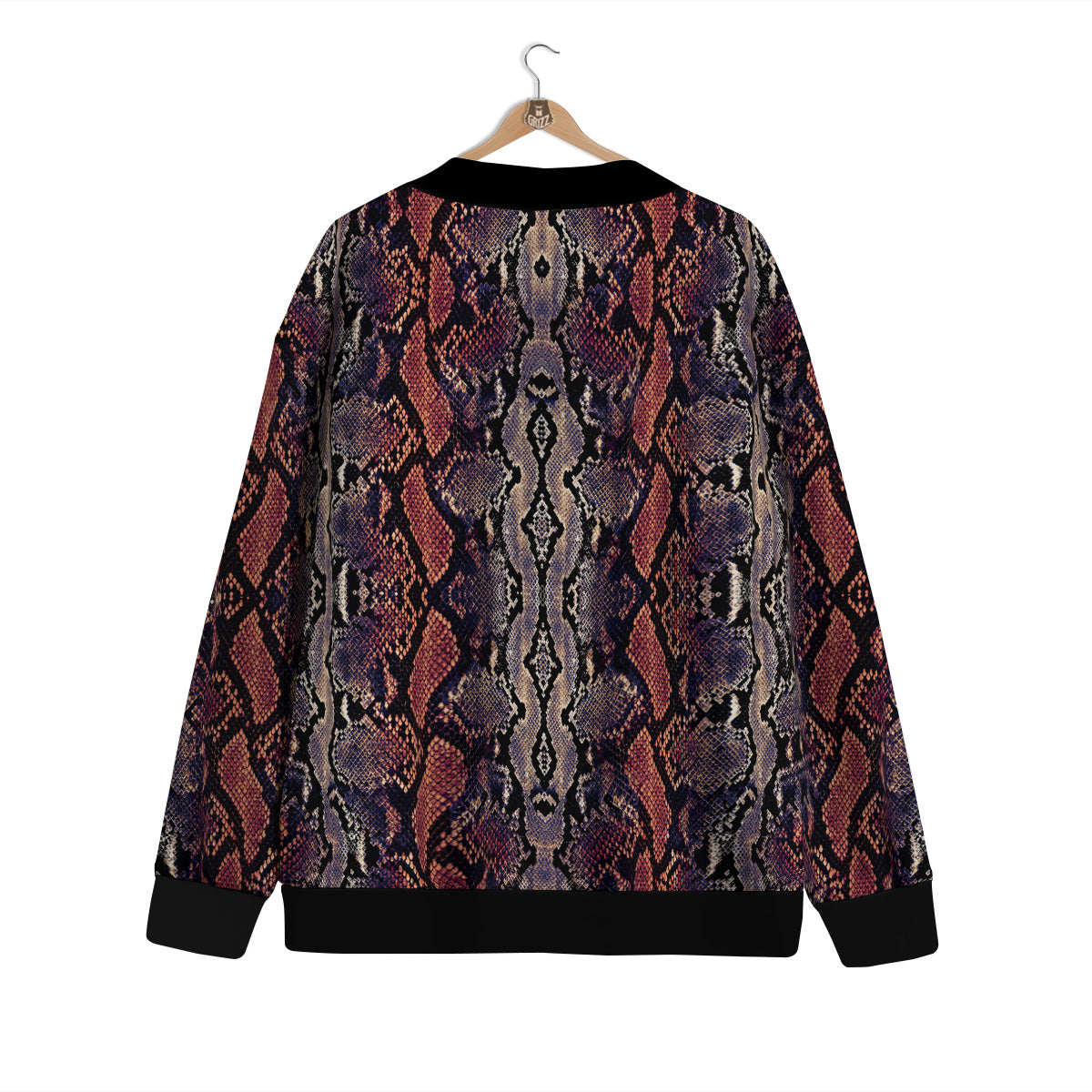 Python Snakeskin Brick Red Print Cardigan-grizzshop