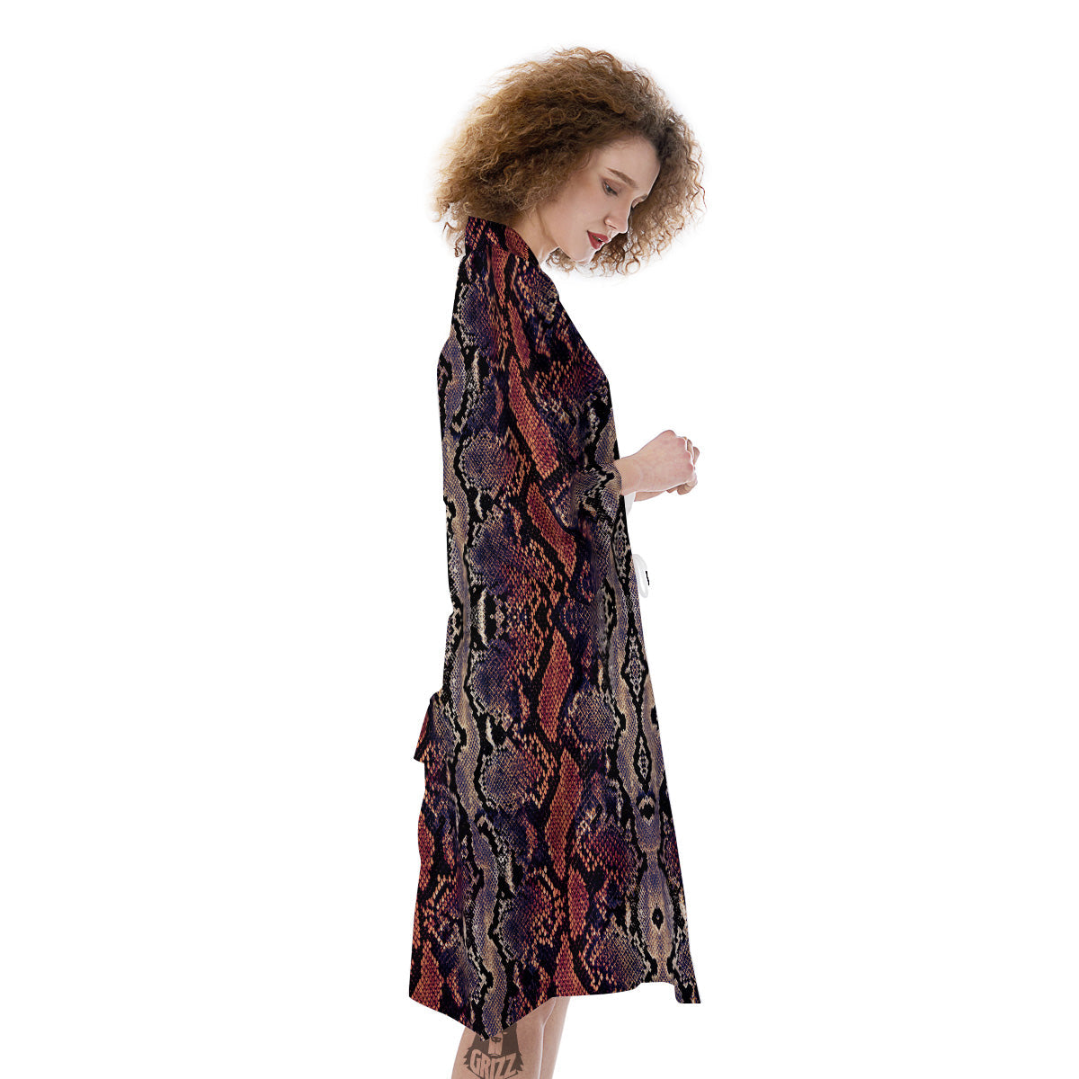 Python Snakeskin Brick Red Print Kimono-grizzshop