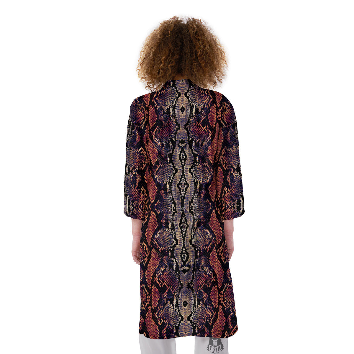 Python Snakeskin Brick Red Print Kimono-grizzshop