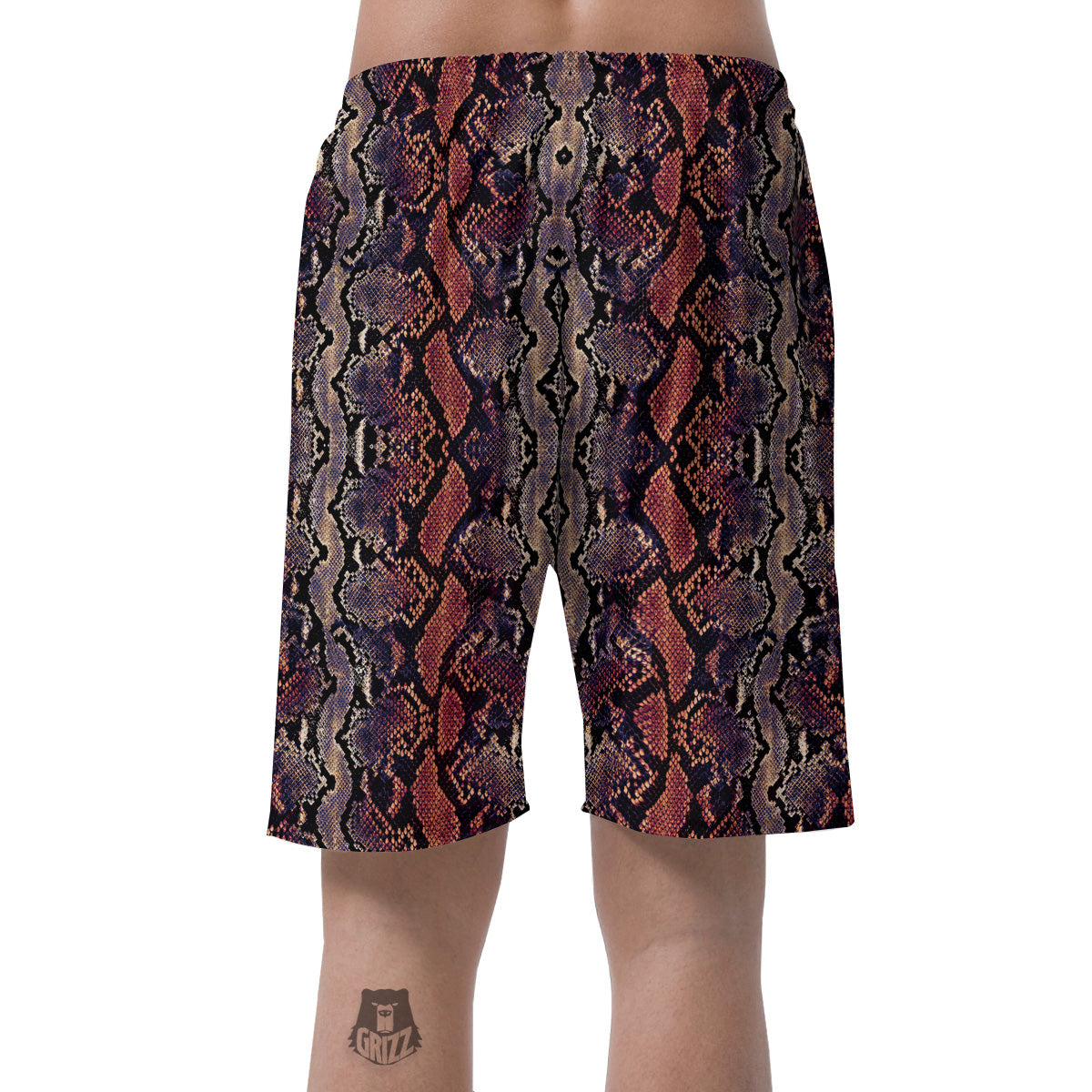 Python Snakeskin Brick Red Print Men's Shorts-grizzshop
