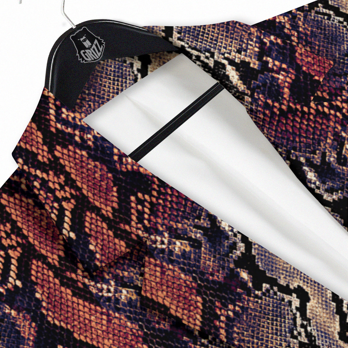 Python Snakeskin Brick Red Print Men's Sport Coat-grizzshop