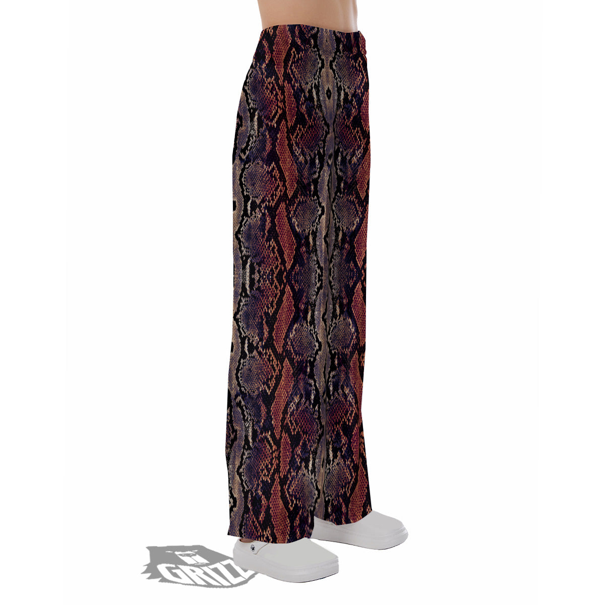 Python Snakeskin Brick Red Print Pajama Pants-grizzshop