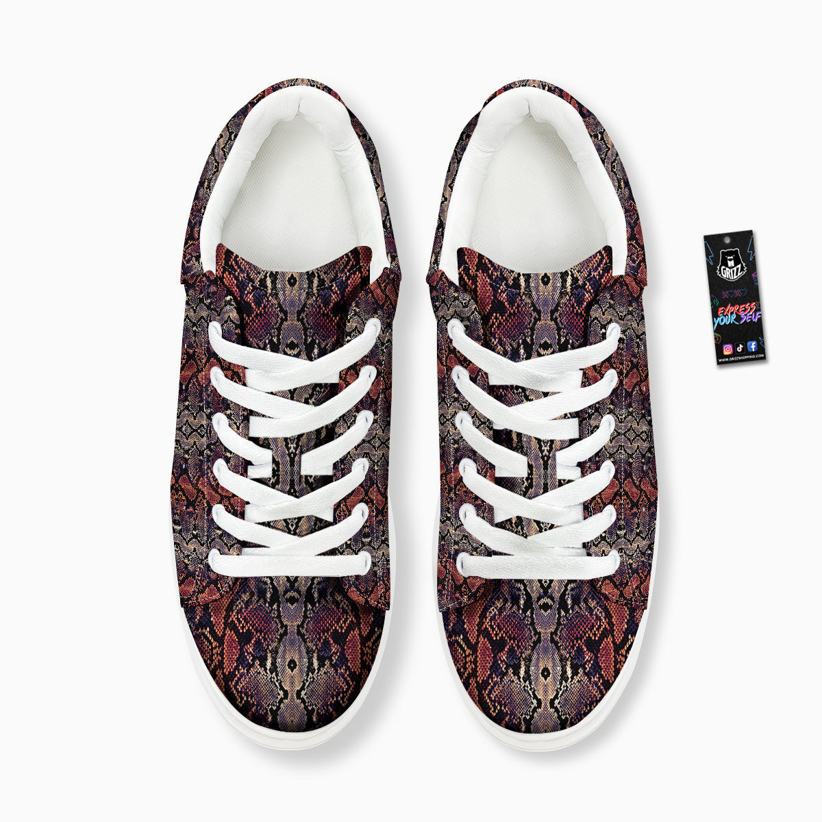 Python Snakeskin Brick Red Print Platform Shoes-grizzshop