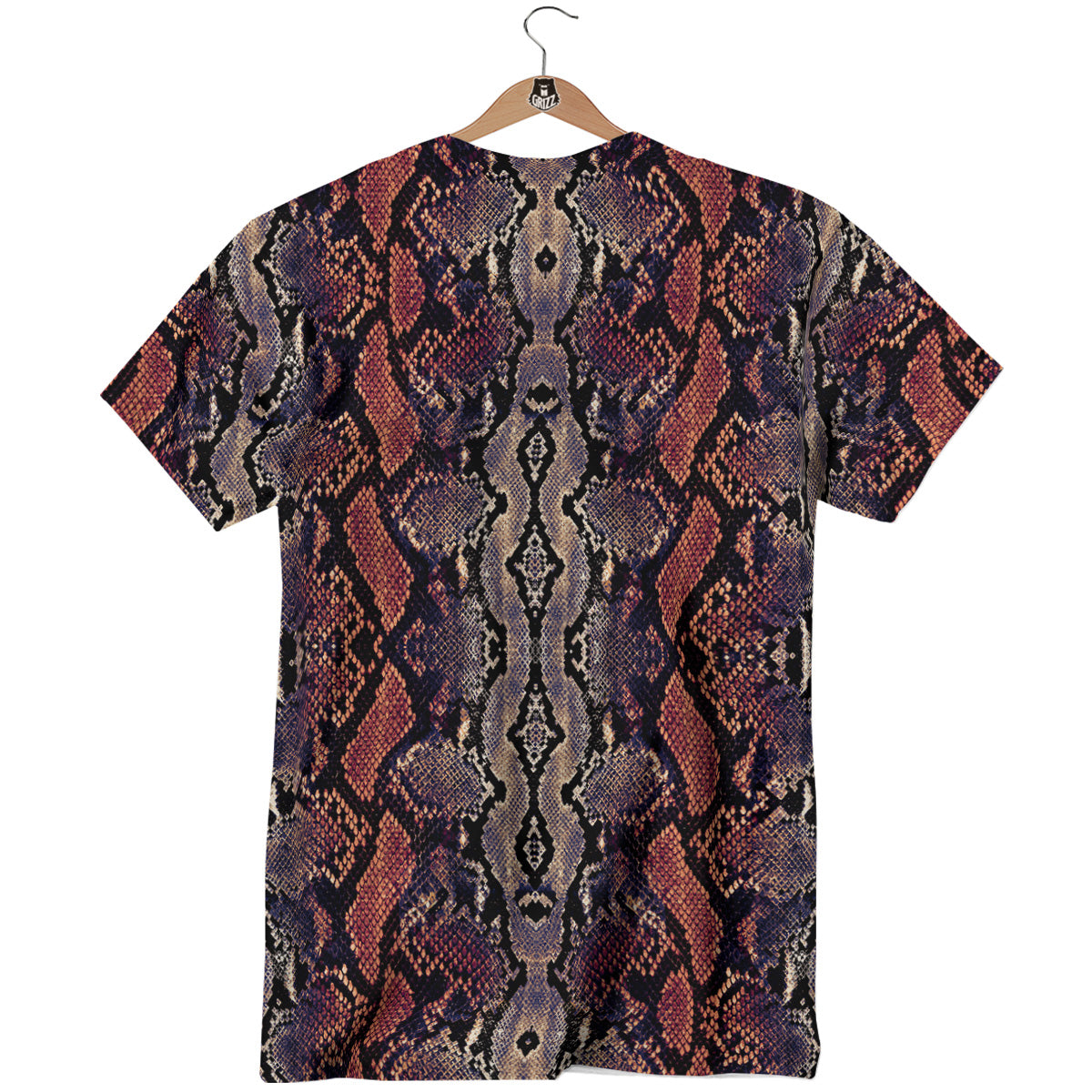 Python Snakeskin Brick Red Print T-Shirt-grizzshop