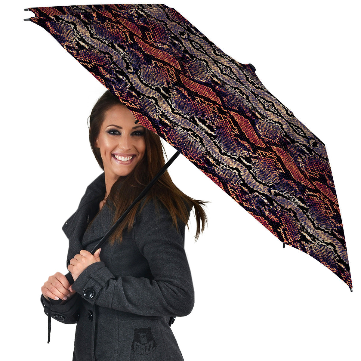Python Snakeskin Brick Red Print Umbrella-grizzshop