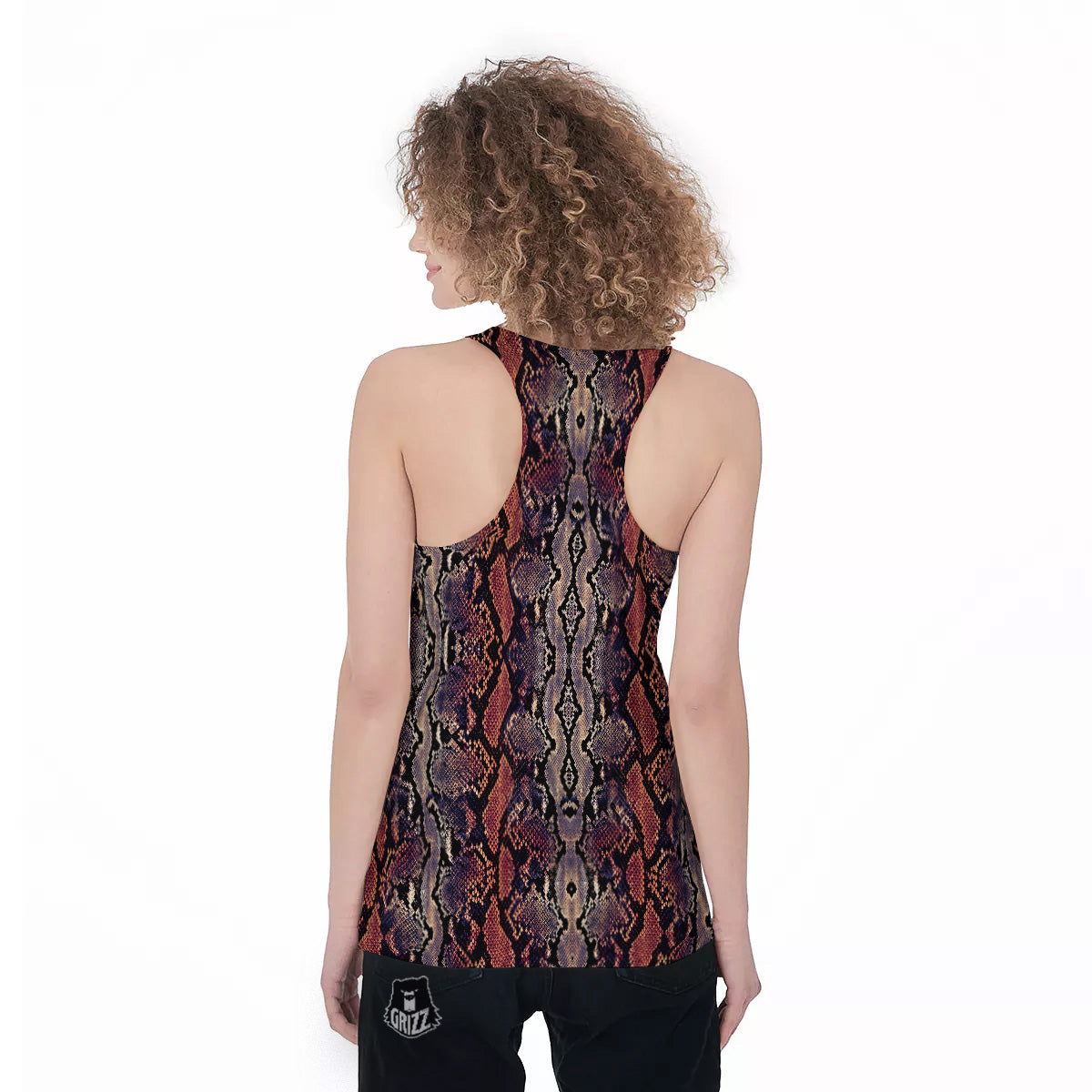 Python Snakeskin Brick Red Print Women's Racerback Tank Top-grizzshop