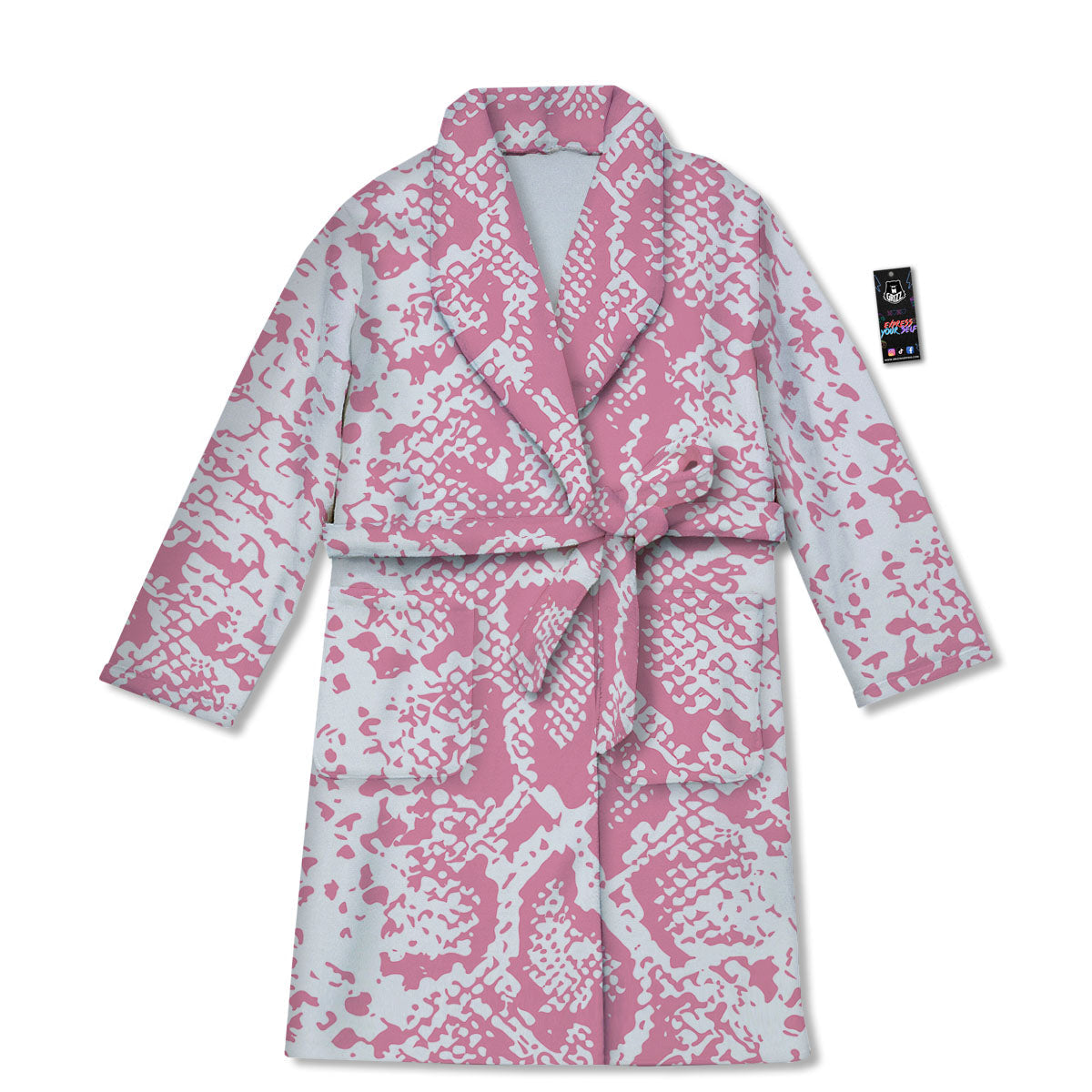 Python Snakeskin Pink Print Bathrobe-grizzshop