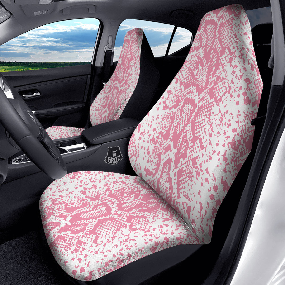 Python Snakeskin Pink Print Car Seat Covers-grizzshop