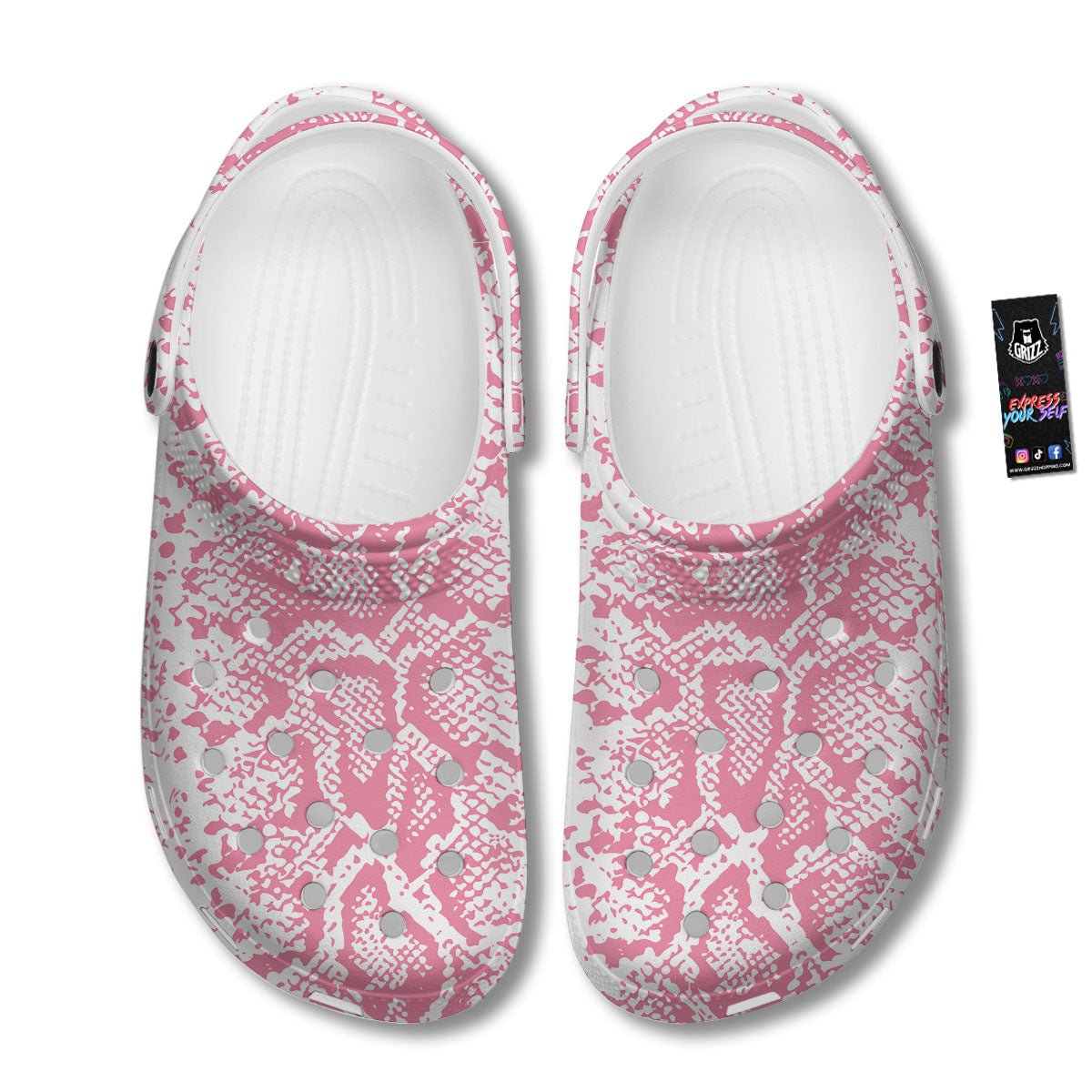 Python Snakeskin Pink Print Clog-grizzshop