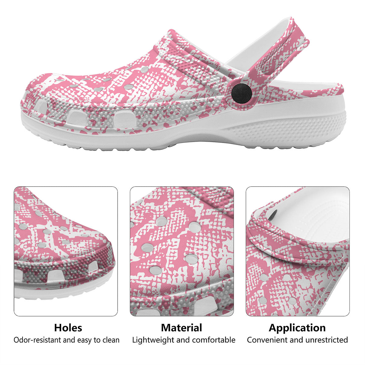 Python Snakeskin Pink Print Clog-grizzshop