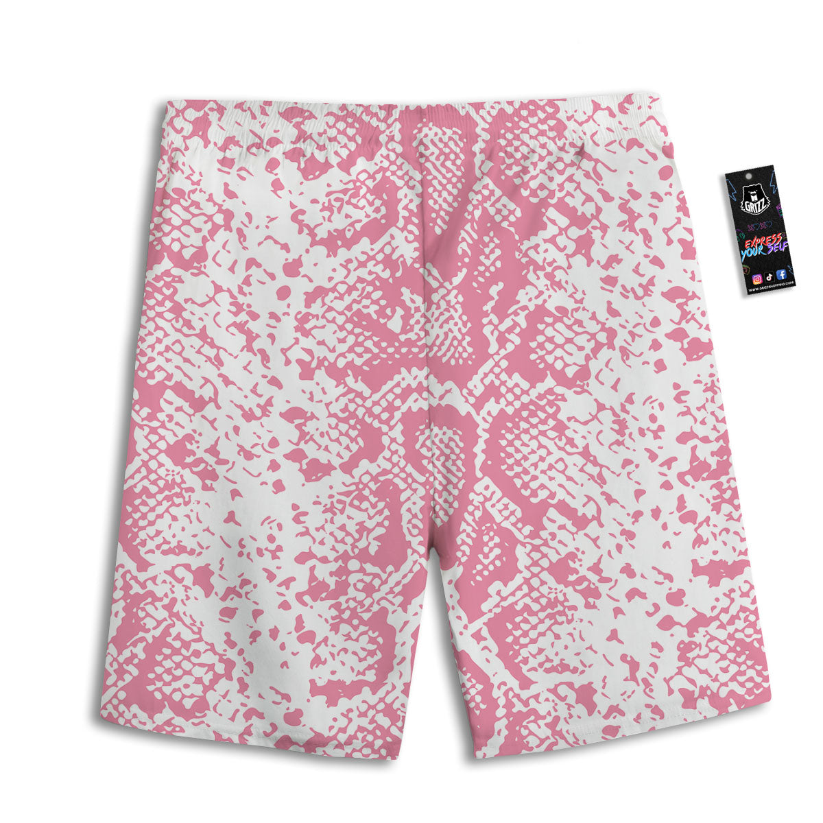 Python Snakeskin Pink Print Men's Athletic Shorts