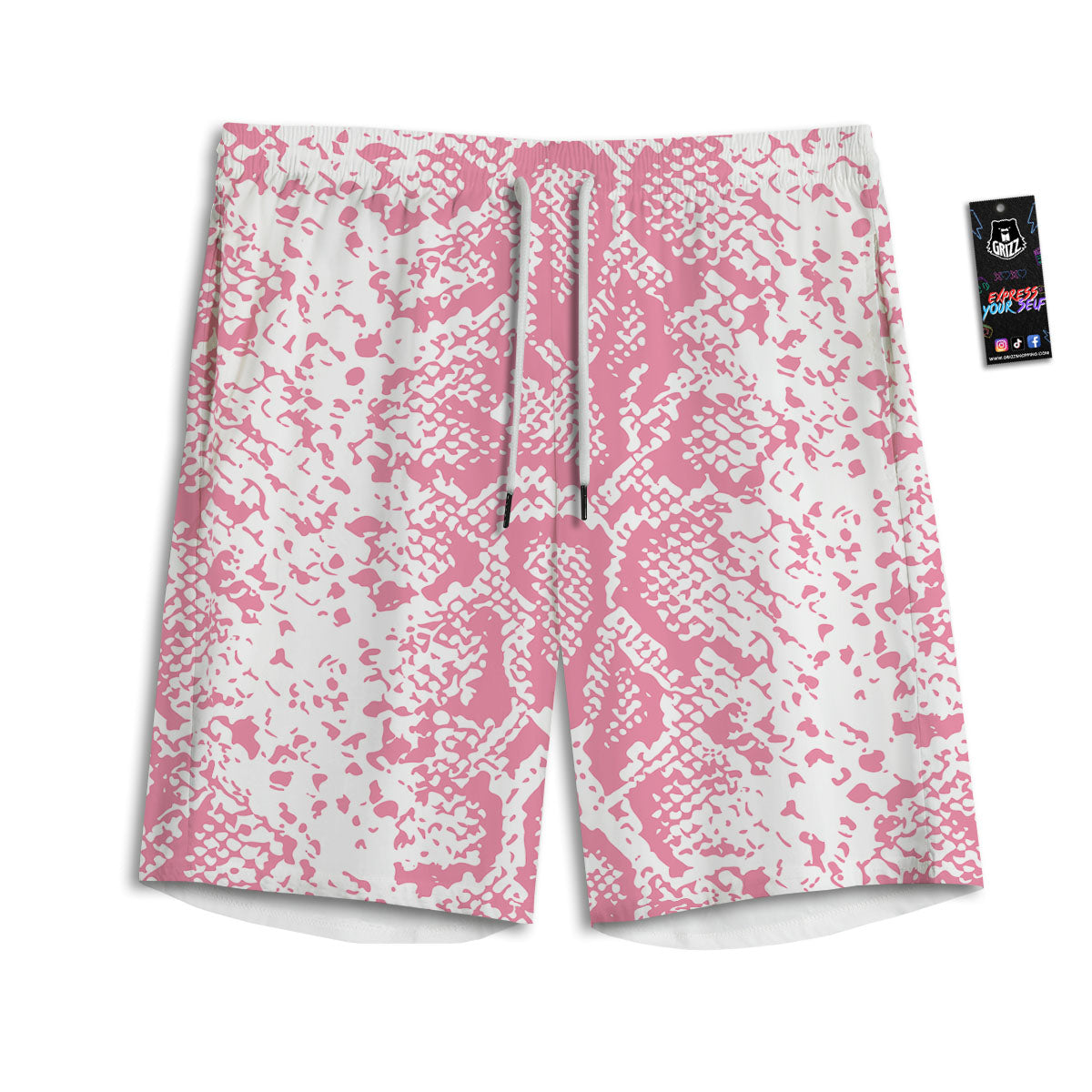 Python Snakeskin Pink Print Men's Athletic Shorts