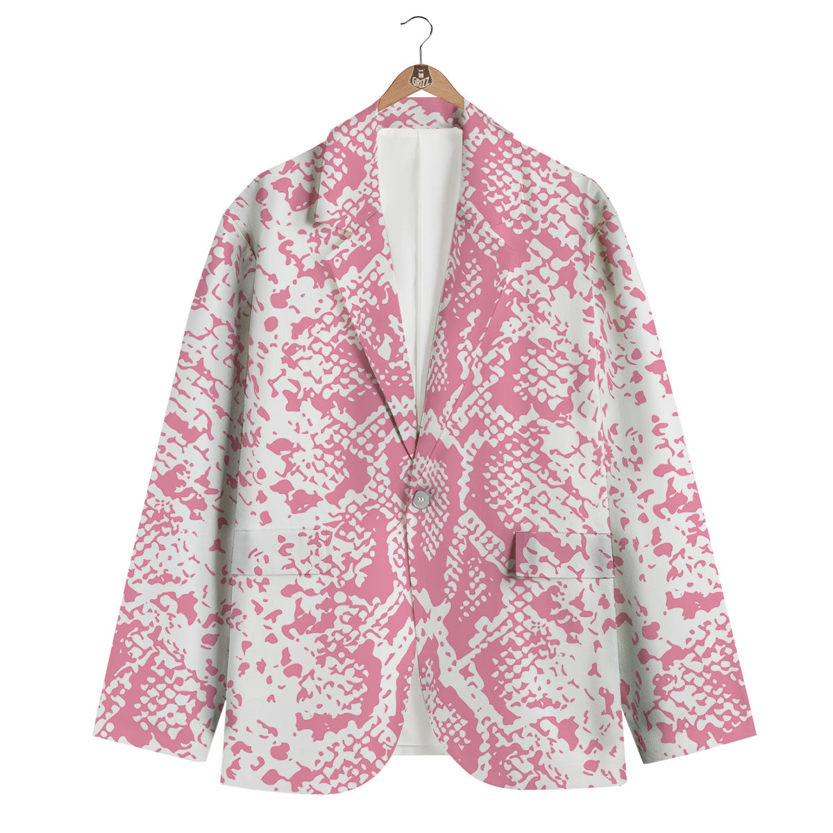 Python Snakeskin Pink Print Men's Blazer-grizzshop