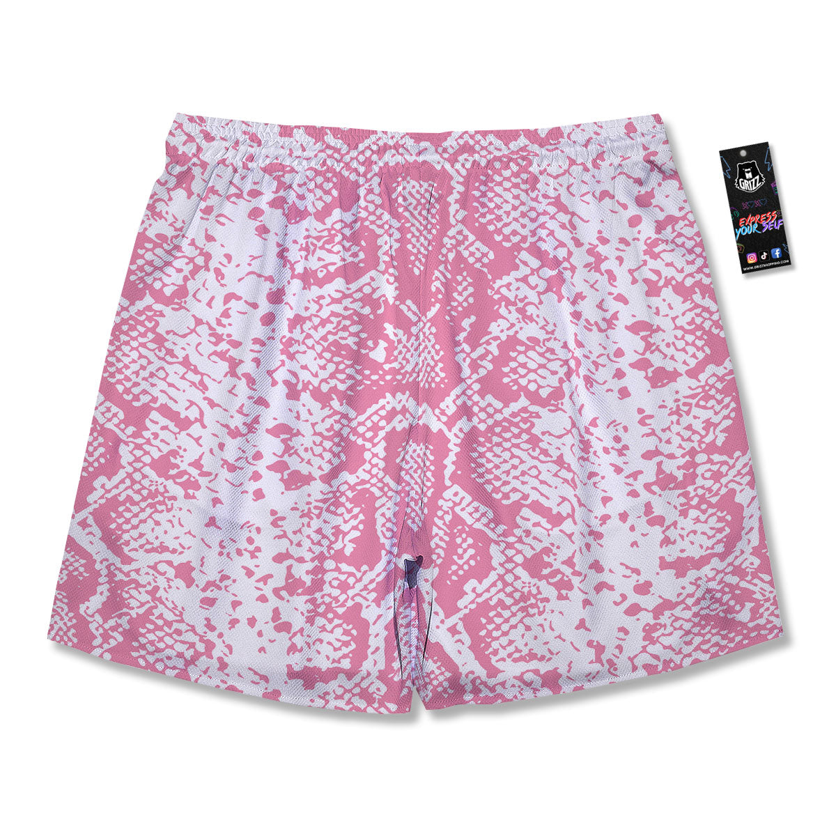 Python Snakeskin Pink Print Men's Running Shorts-grizzshop