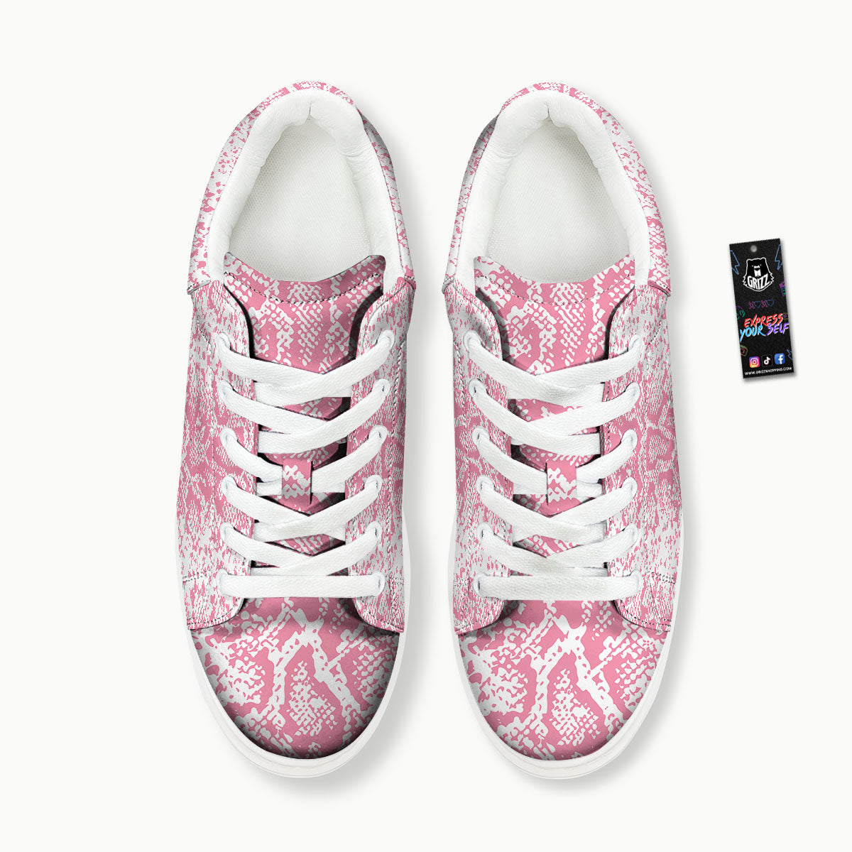 Python Snakeskin Pink Print Platform Shoes-grizzshop