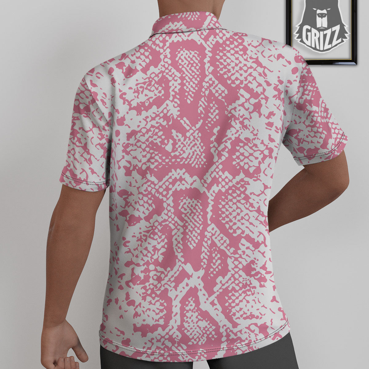 Python Snakeskin Pink Print Untucked Shirts-grizzshop