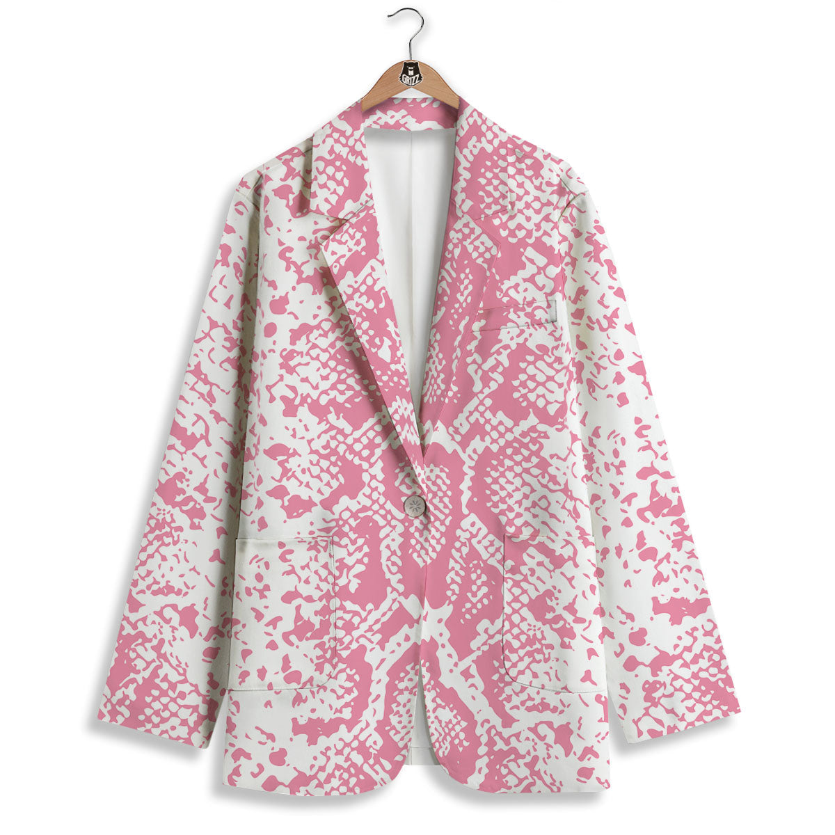 Python Snakeskin Pink Print Women's Blazer-grizzshop