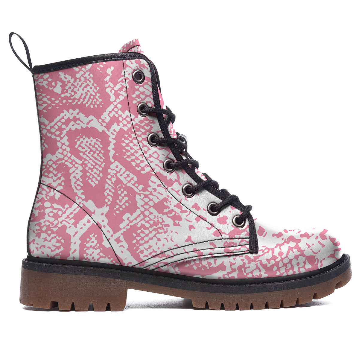 Python Snakeskin Pink Print Work Boots-grizzshop