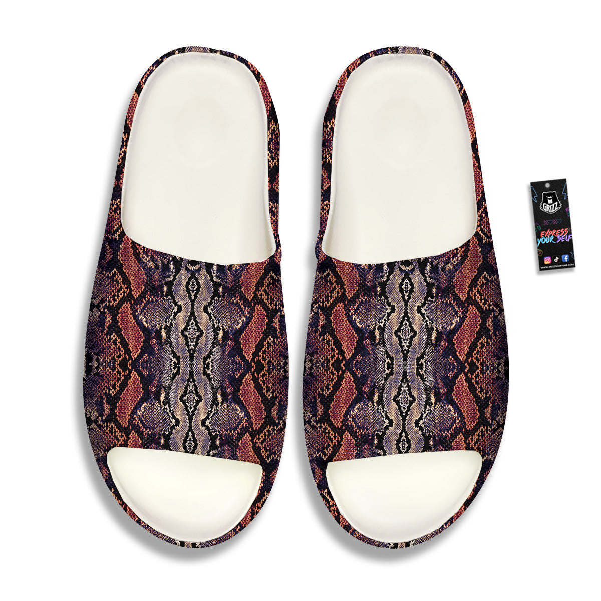 Python Snakeskin Brick Red Print Sandals-grizzshop