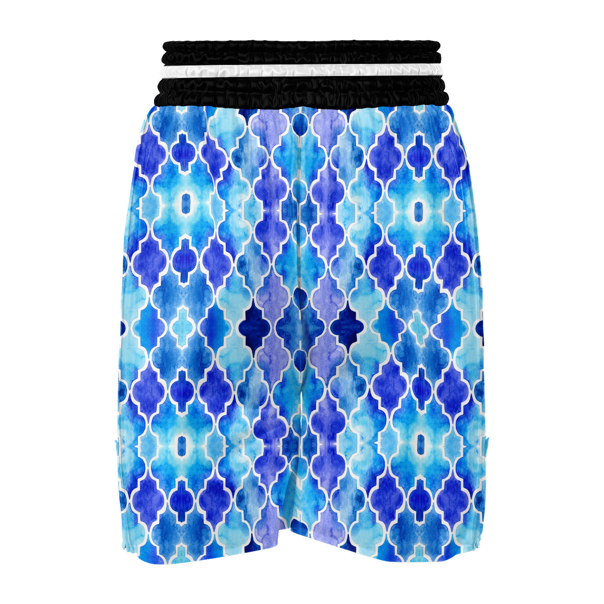 Quatrefoil Blue Watercolor Print Pattern Boxing Shorts-grizzshop