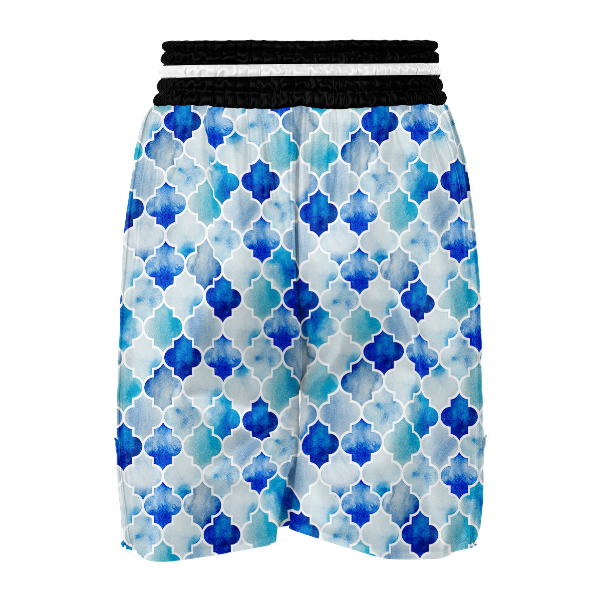 Quatrefoil Watercolor Blue Print Pattern Boxing Shorts-grizzshop