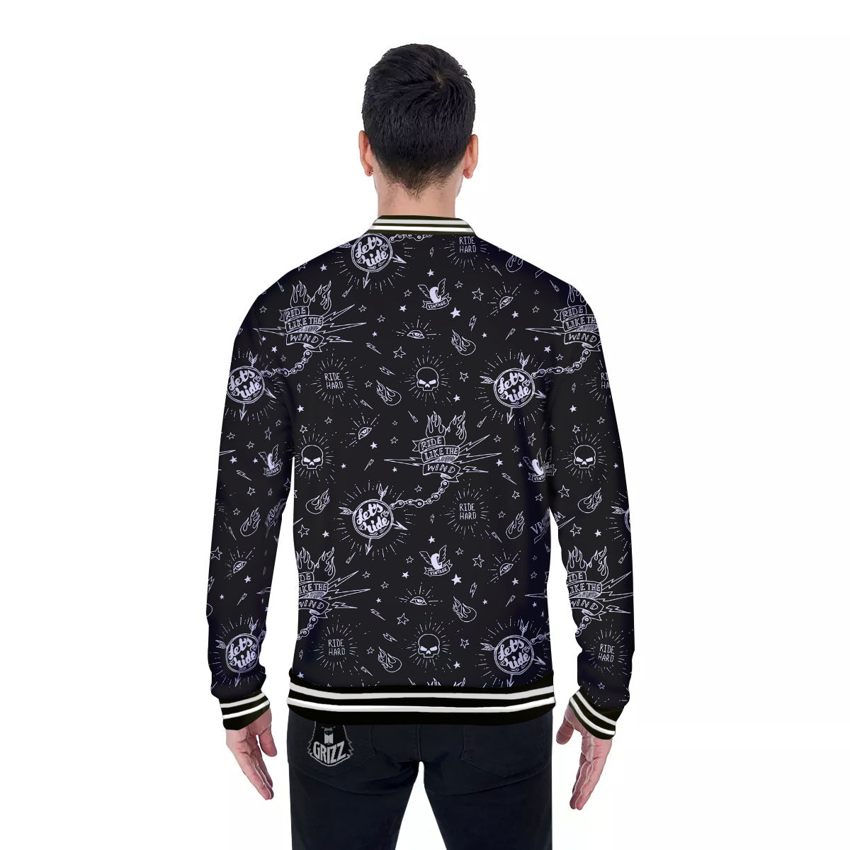 Quote Motorcycle Print Pattern Baseball Jacket-grizzshop