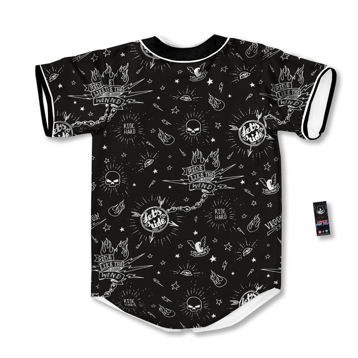 Quote Motorcycle Print Pattern Baseball Jersey-grizzshop
