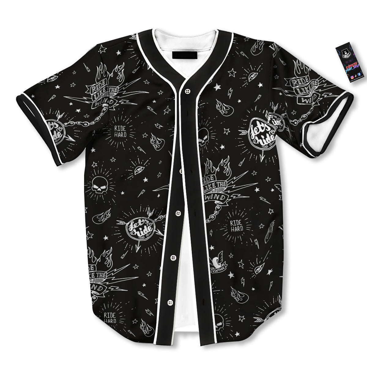 Quote Motorcycle Print Pattern Baseball Jersey-grizzshop