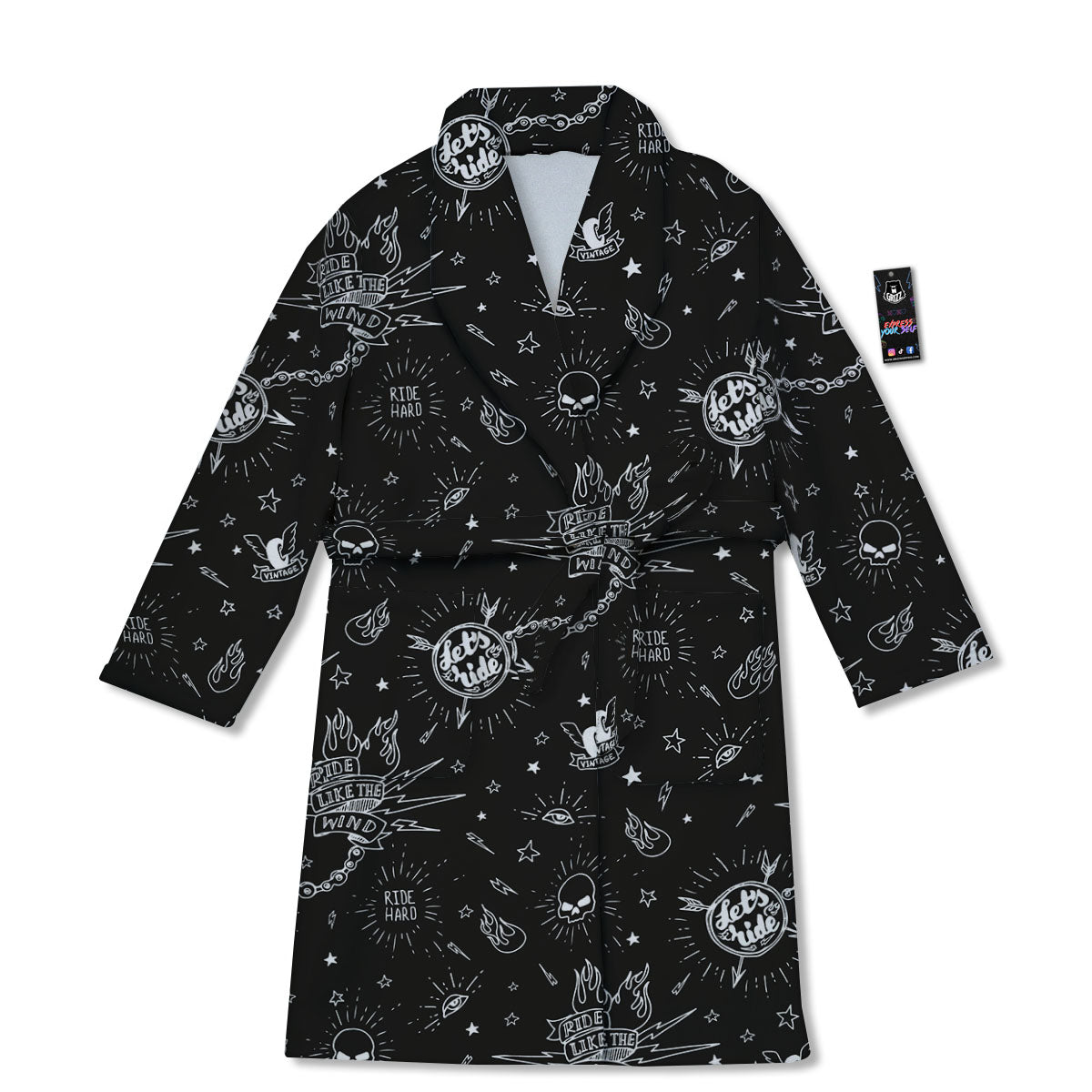 Quote Motorcycle Print Pattern Bathrobe-grizzshop