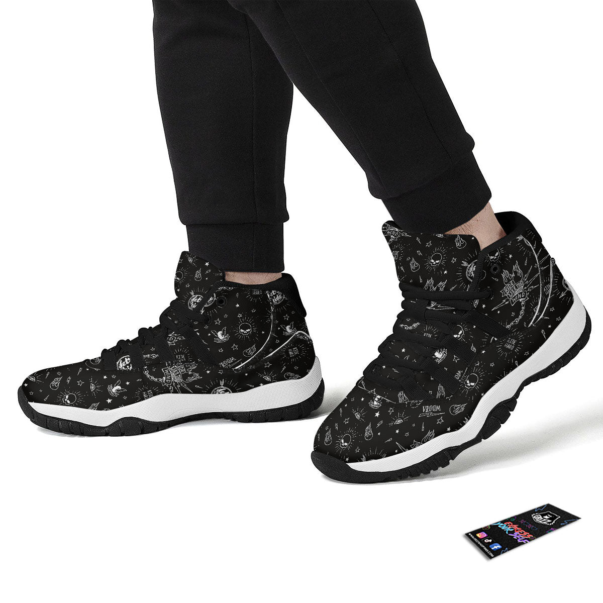 Quote Motorcycle Print Pattern Black Bball Shoes-grizzshop