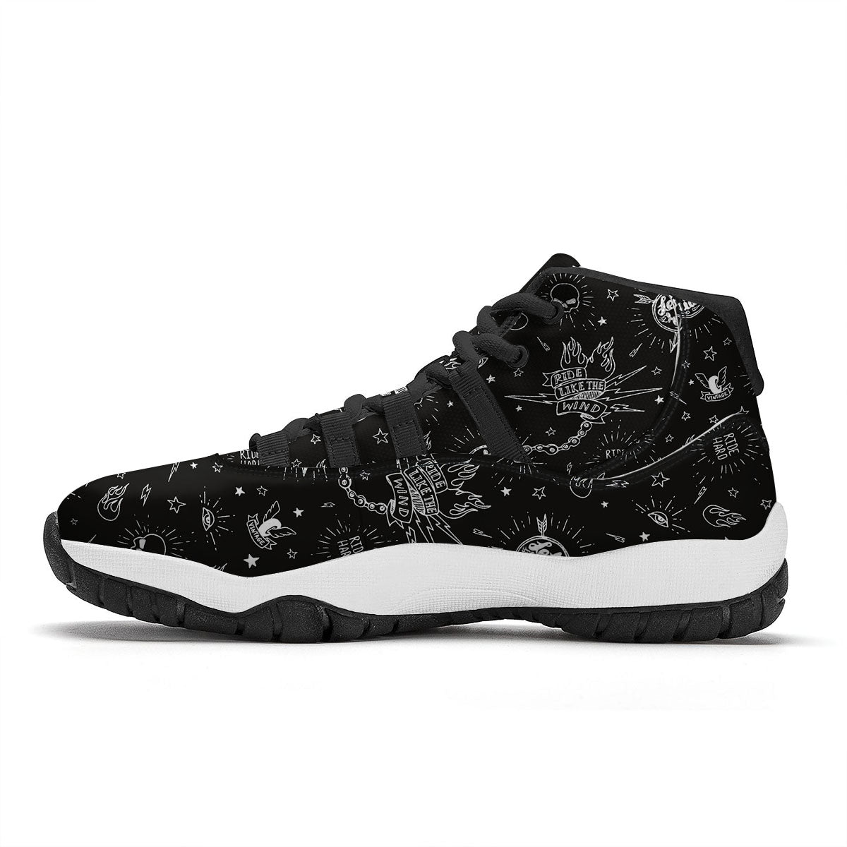 Quote Motorcycle Print Pattern Black Bball Shoes-grizzshop
