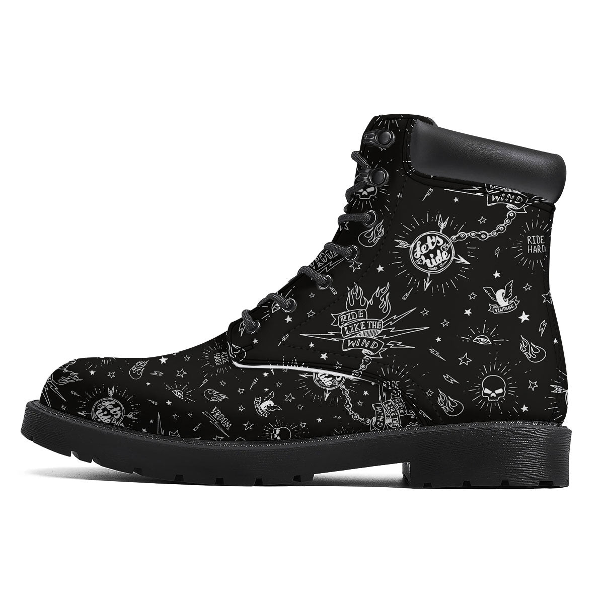 Quote Motorcycle Print Pattern Boots-grizzshop