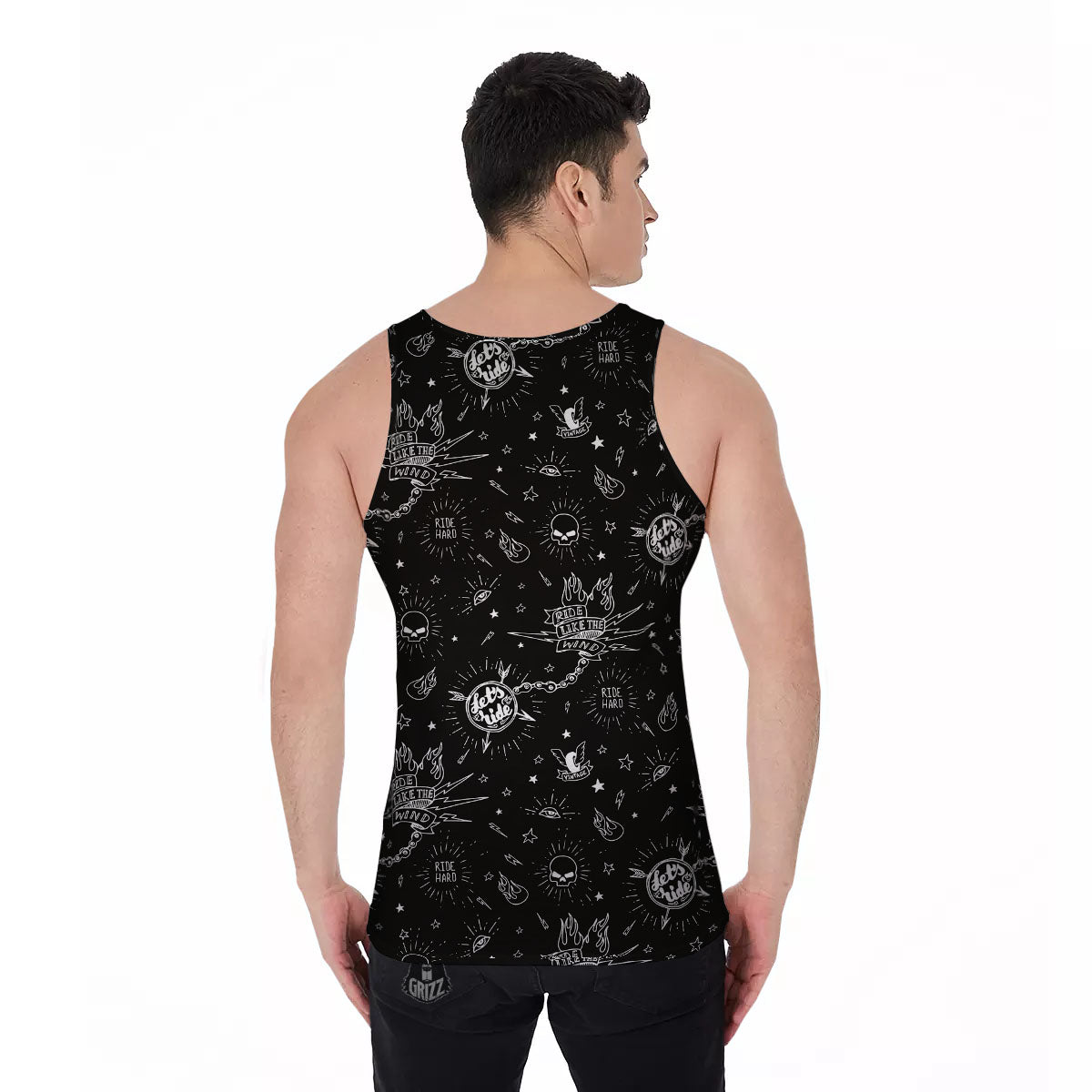 Quote Motorcycle Print Pattern Men's Tank Top-grizzshop