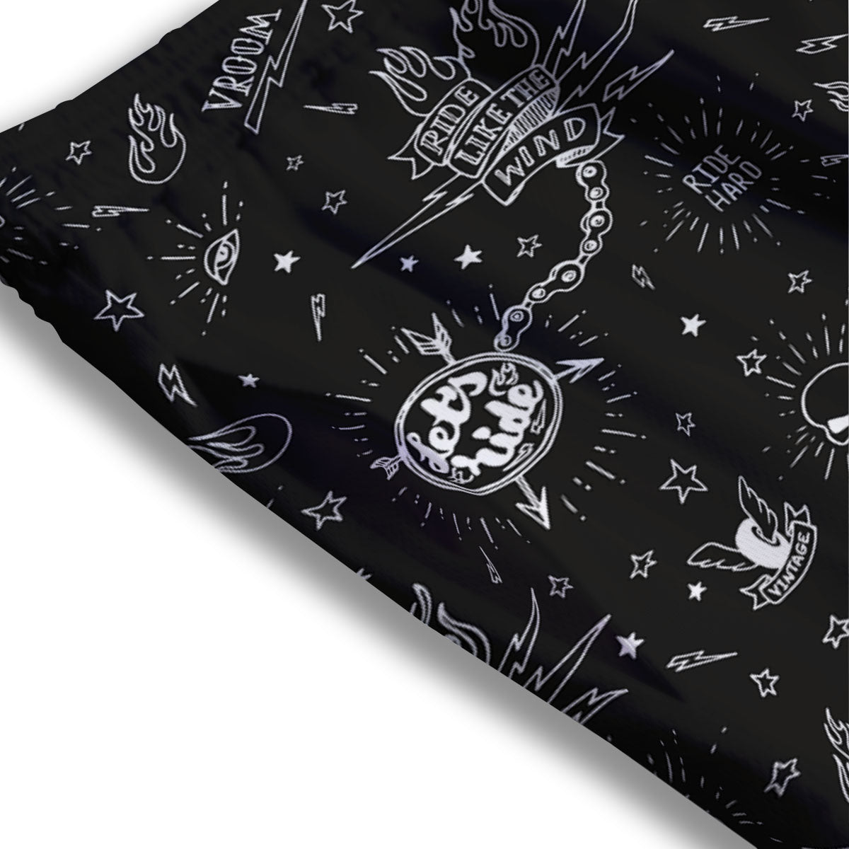 Quote Motorcycle Print Pattern Mesh Shorts